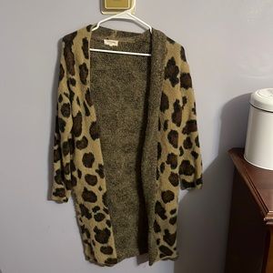 leopard print fuzzy cardigan
